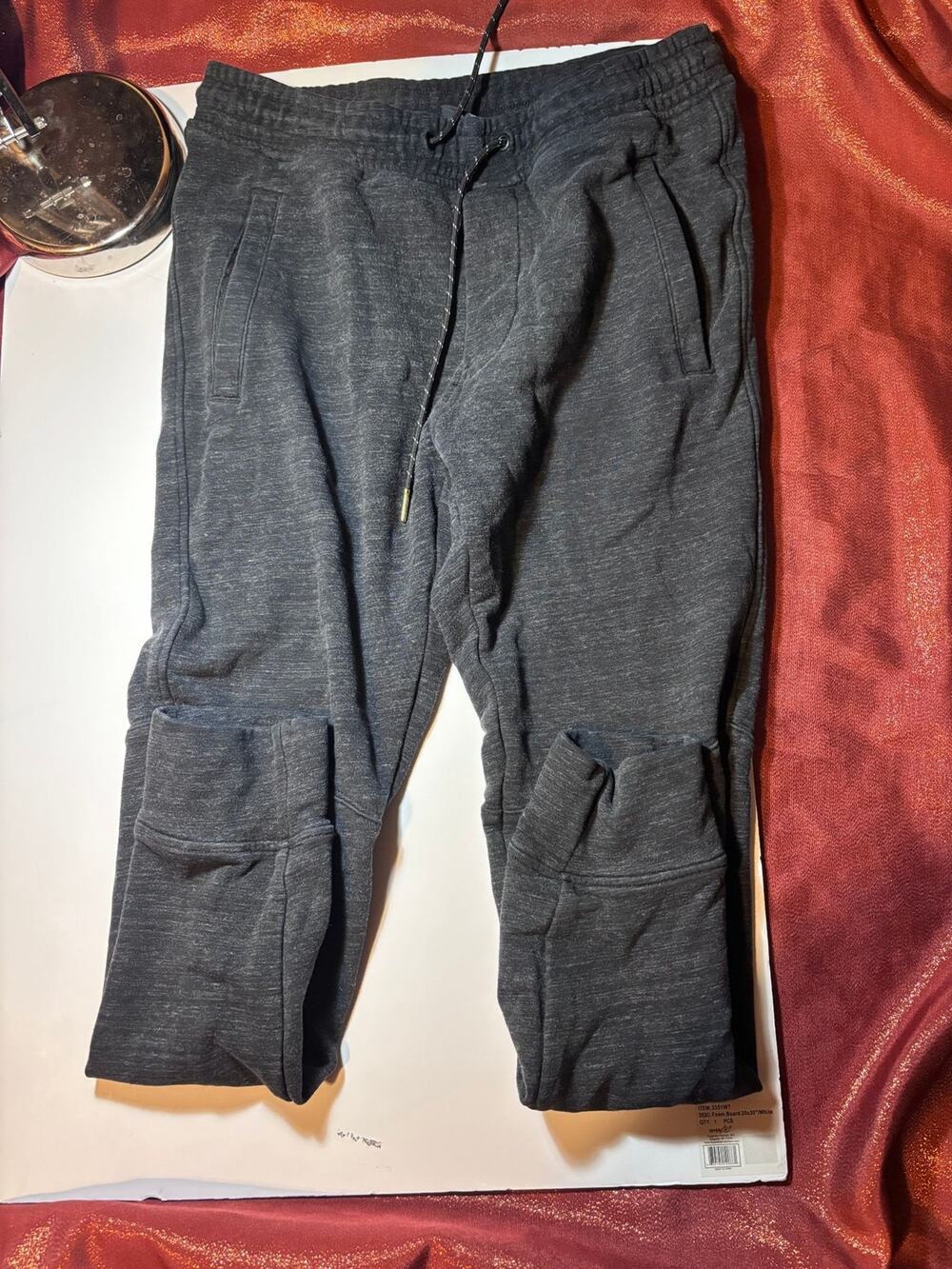 American Eagle Jogger Pants Mens S Gray Heather Drawstring Pockets Knee Panel